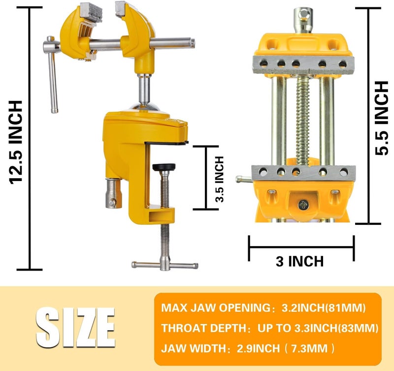 MAXMAN Bench Vise 3 Inch, Heavy Duty Home Bench Clamp with 360° Swivel Base, Multi-Purpose Cast Steel Table Vise, Vise Clamps Fixed Tool for Woodworking, Metalworking, Cutting Conduit, Drilling - Image 3